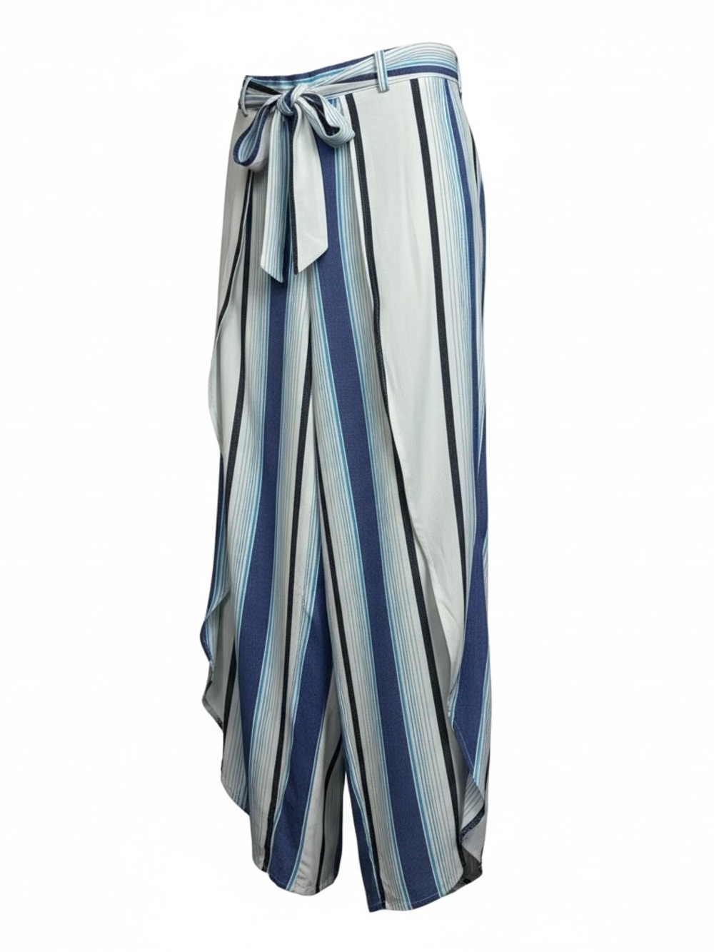 Saint Tropez West Blue White Striped‎ Rayon Pants Beachy Tripical Large